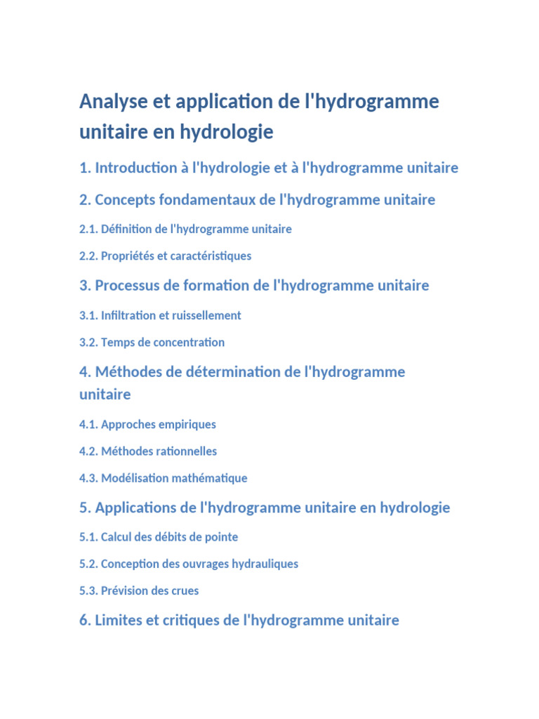 Hydrogramme unitaire en hydrologie | PDF
