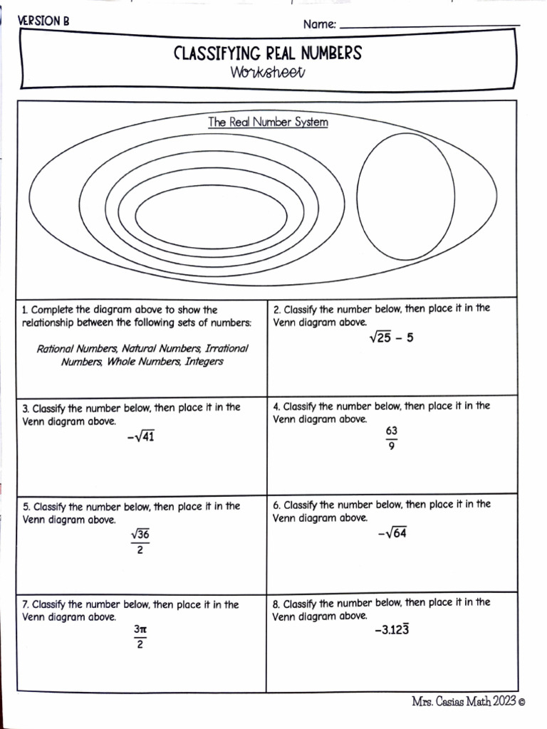 Classifying Real Numbers Extra Practice (1) | PDF | Numbers | Real Number