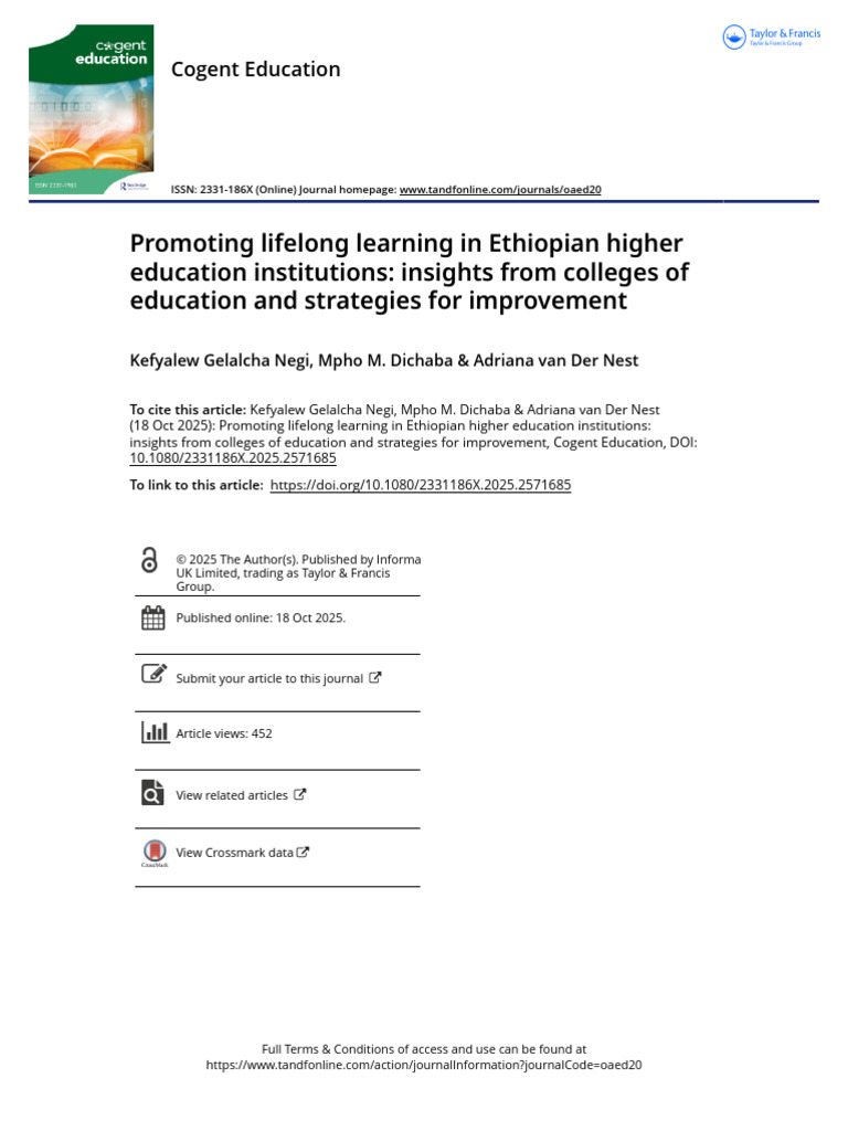 Promoting Lifelong Learning in Ethiopian Higher Education Institutions ...
