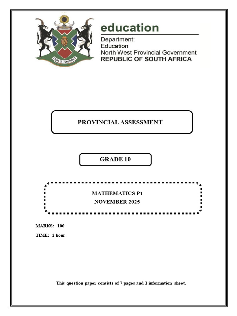 Grade 10 Mathematics Assessment 2025 | PDF | Numbers | Elementary ...