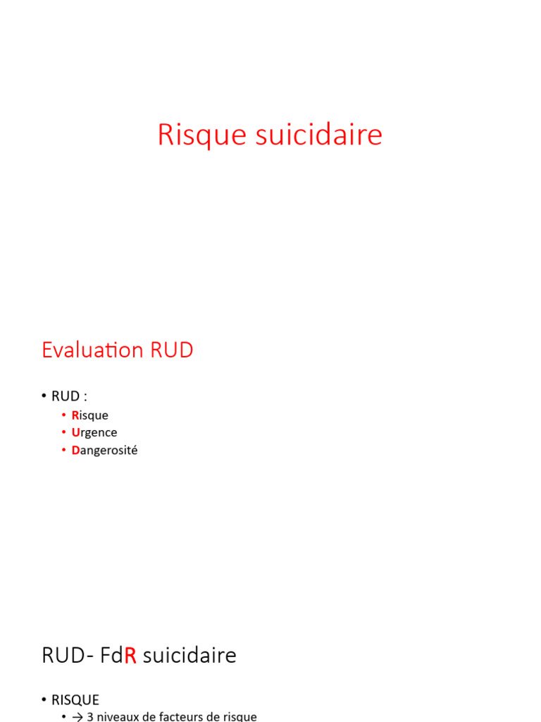 Évaluation du Risque Suicidaire et Troubles Associés | PDF | Délire ...