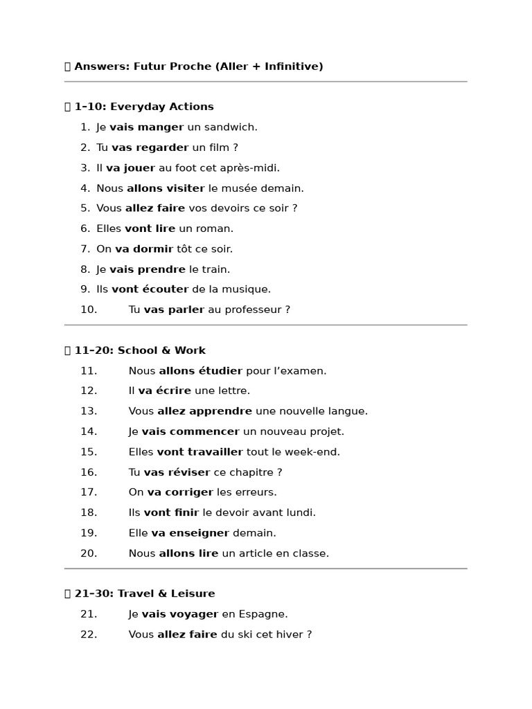 Futur Proche : 50 Exemples Pratiques | PDF