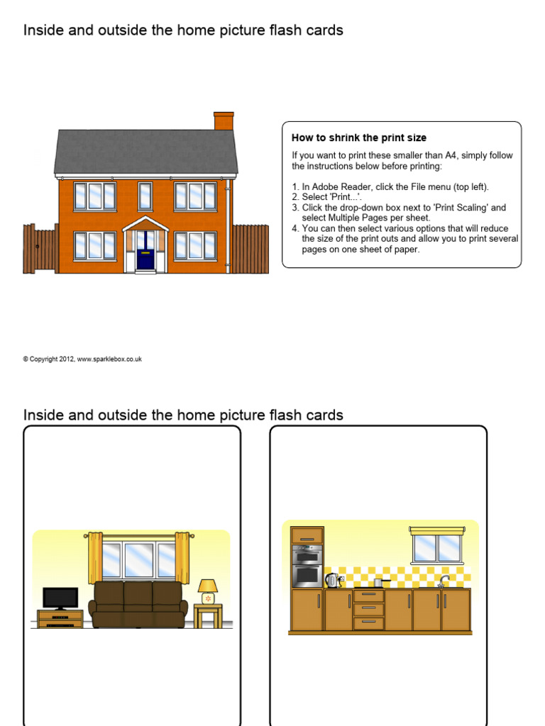 Home Picture Flash Cards Printing Guide | PDF