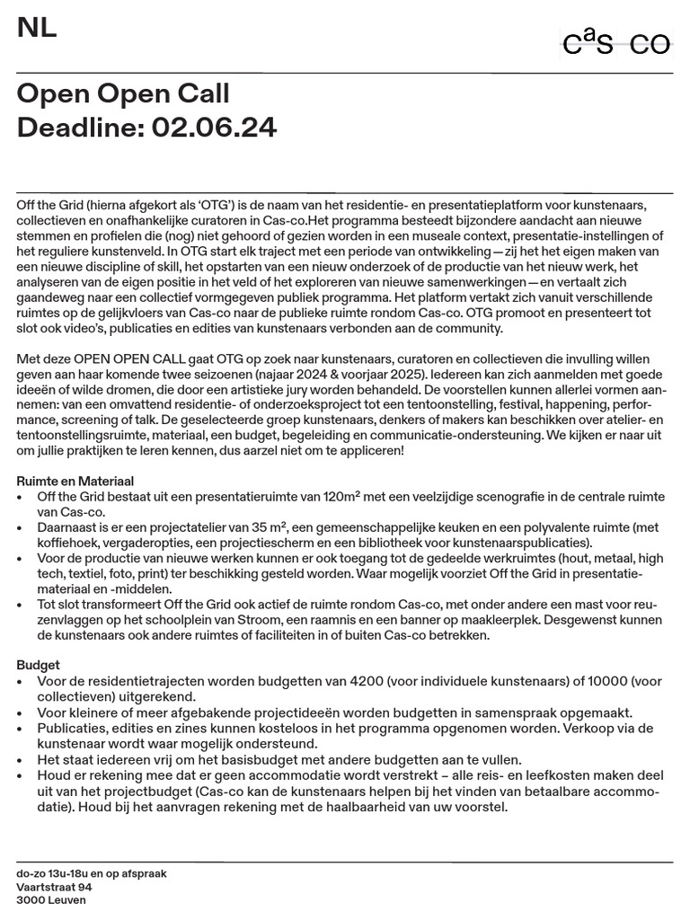 Casco Open Call | PDF