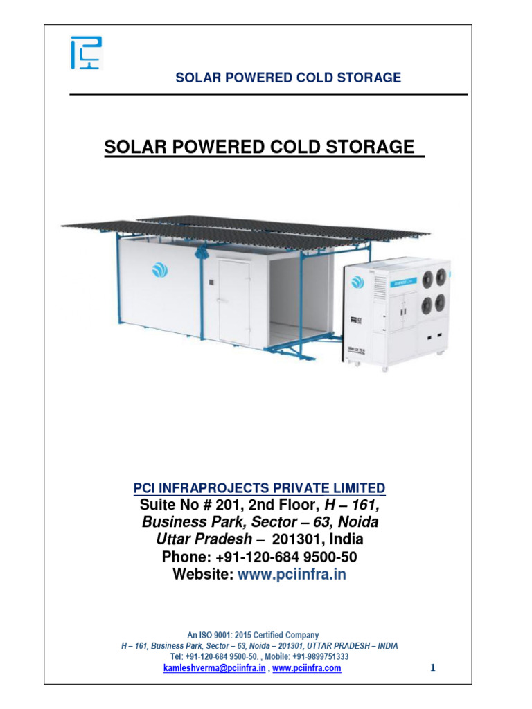 Solar Powered Cold Storage Solutions | PDF | Refrigeration | Thermal ...