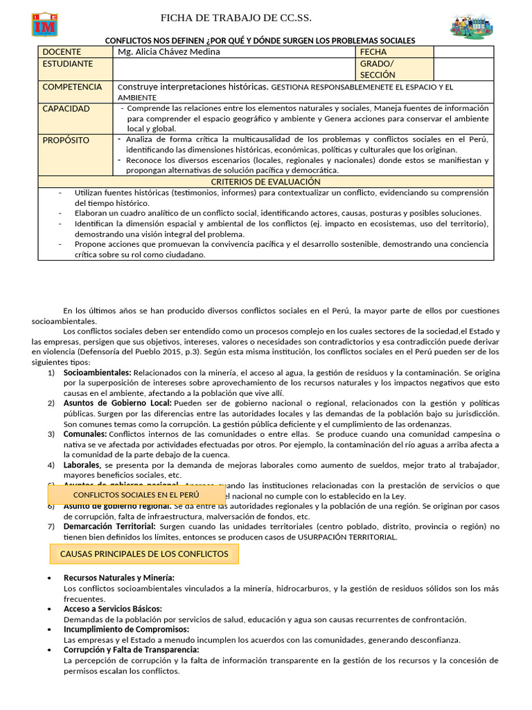 Conflictos Sociales en el Perú: Causas y Soluciones | PDF | Minería ...