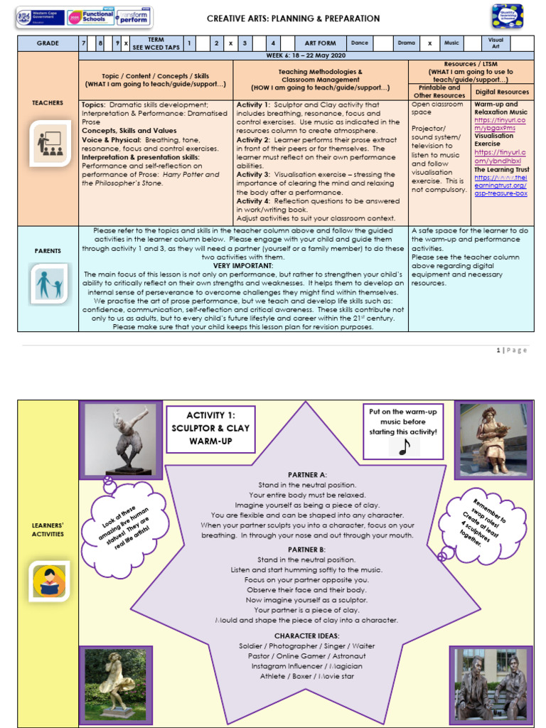 Grade 9 Drama Lesson Plan: Prose Performance | PDF | Learning | Lesson Plan