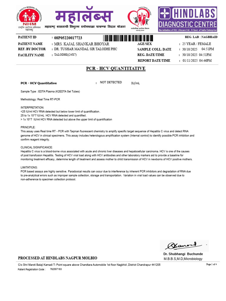 HCV Quantitative PCR Test Report | PDF | Hepatitis C | Polymerase Chain ...