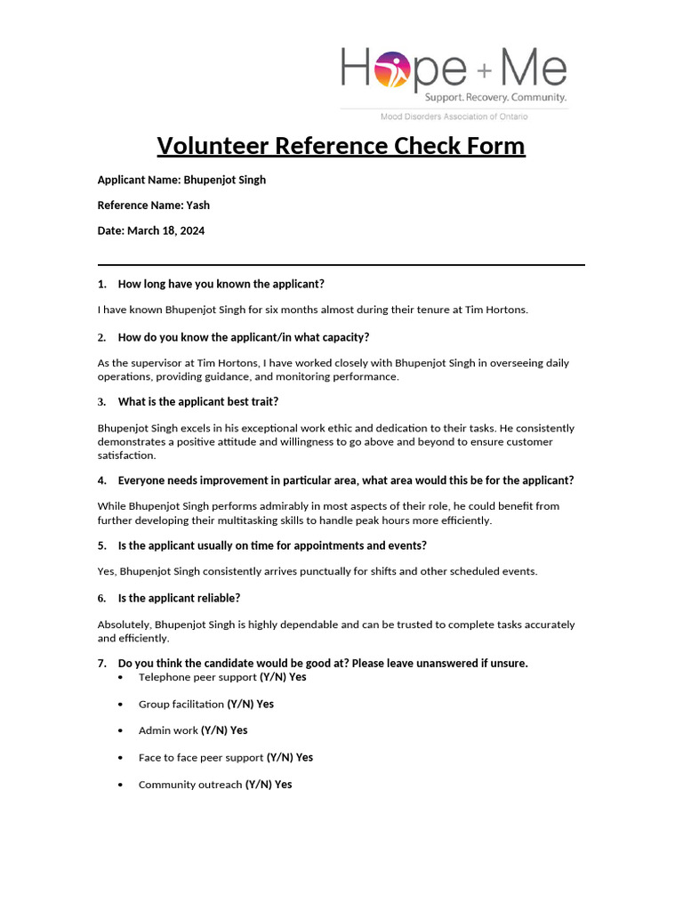 Yash Form For Bhupenjot Singh | PDF