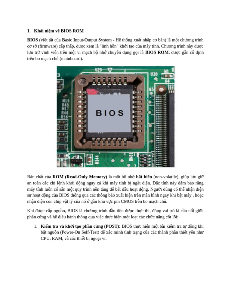 1. Khái niệm về BIOS ROM Bios B I O S Bios Rom | PDF