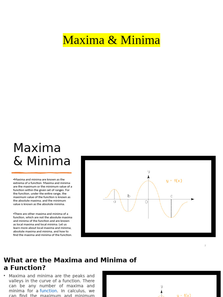 Understanding Maxima and Minima in Functions | PDF | Mathematics Of ...