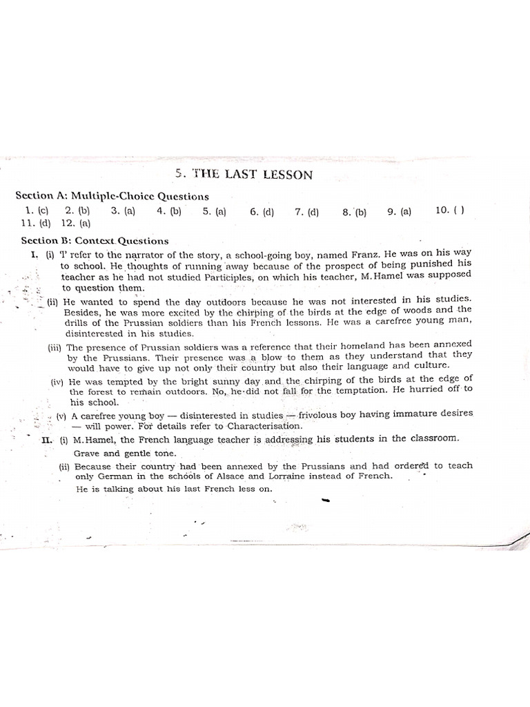 The Last Lesson-1 | PDF