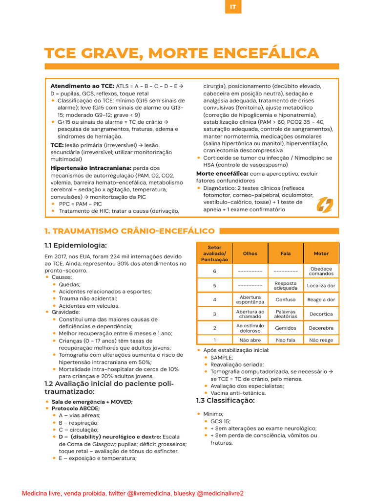 Atendimento e Classificação do TCE | PDF | Traumatismo craniano ...