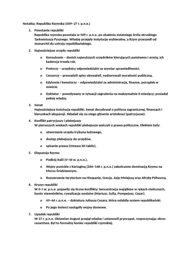 Republika Rzymska | PDF