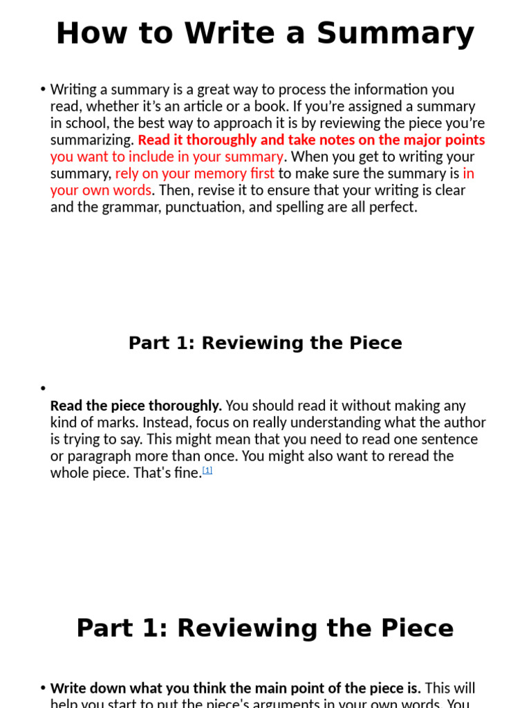 How to Write a Summary Effectively | PDF | Human Communication ...