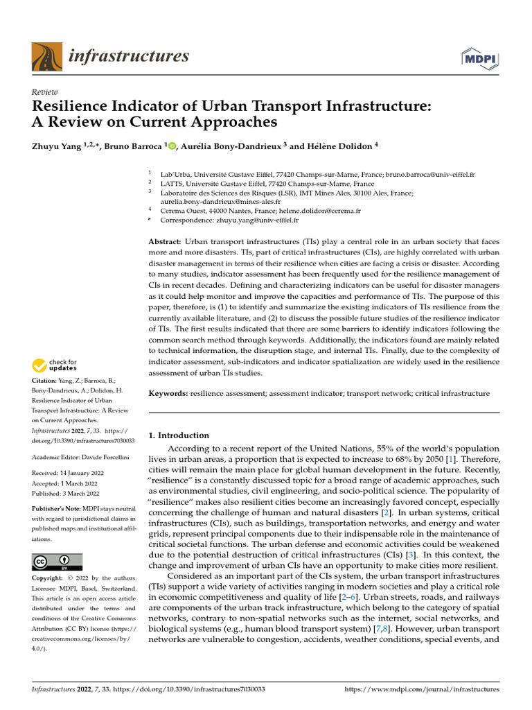 Urban Transport Infrastructure Resilience Review | PDF | Ecological ...