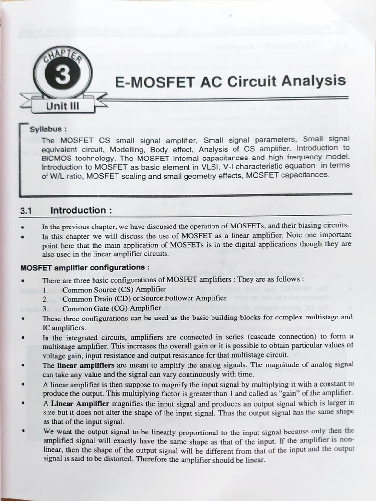 MOSFET AC Circuit Analysis Guide | PDF | Amplifier | Mosfet