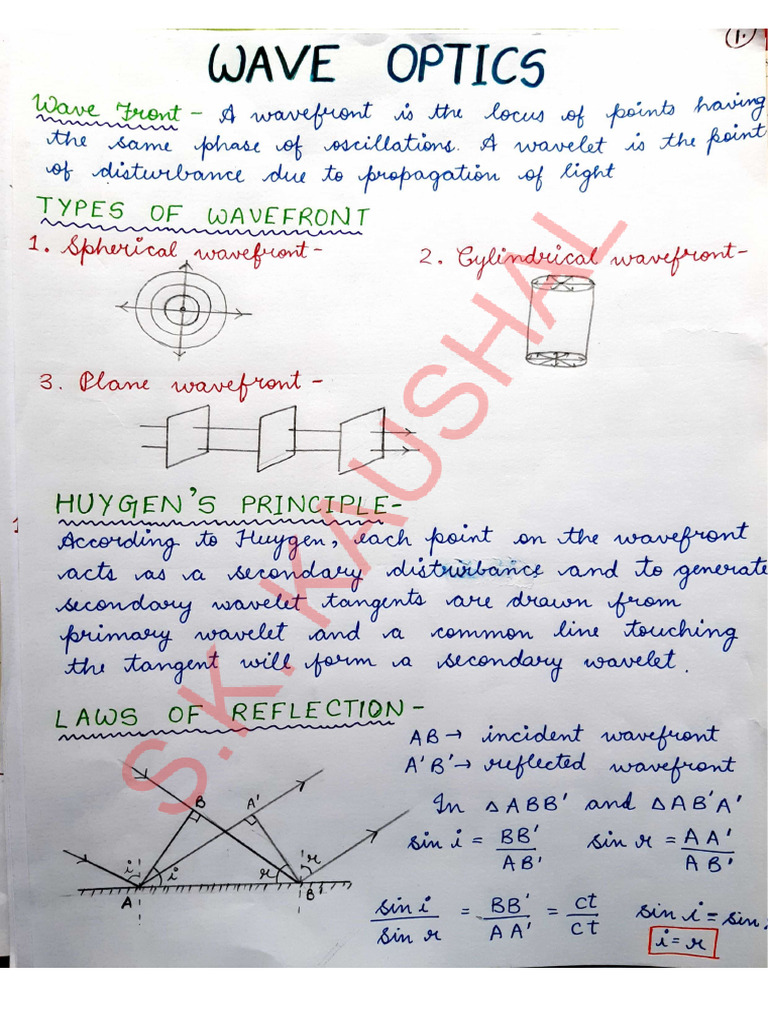 Wave Optics Notes | PDF