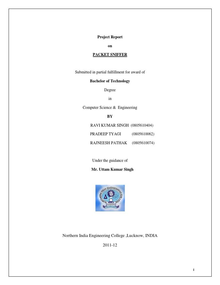 Submitted in Partial Fulfillment For Award Of: Project Report On Packet ...