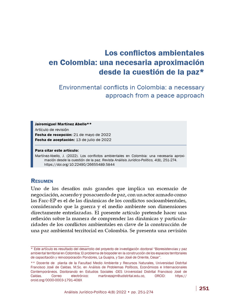 Conflictos Ambientales y Paz en Colombia | PDF | Colombia | Minería