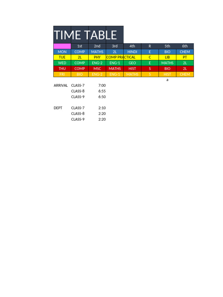 Time Table Custom | PDF