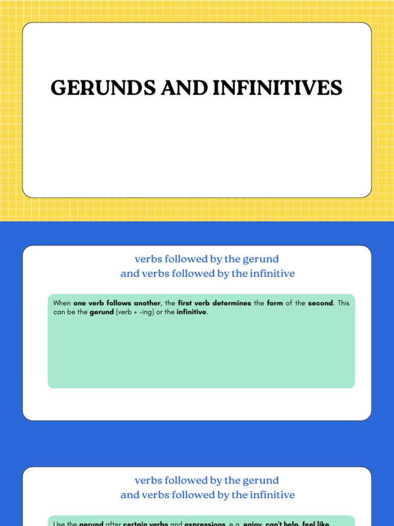 Grammar - Gerunds and Infinitives | PDF | Verb | Morphology