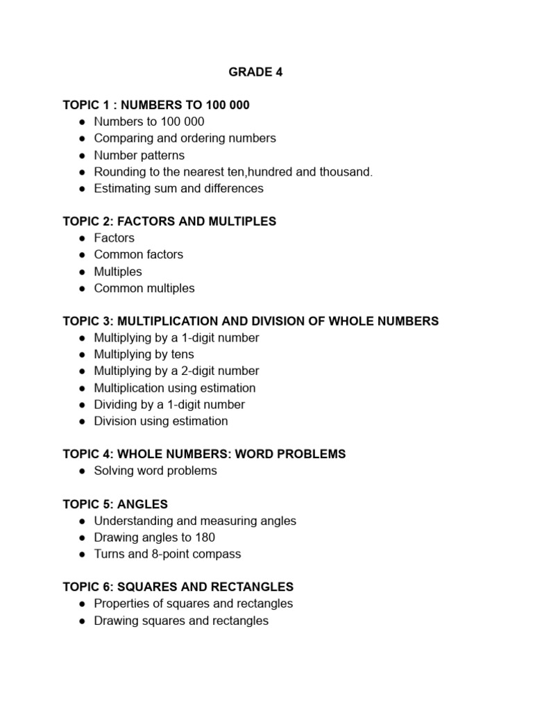 Grade 4 Math Curriculum Overview | PDF