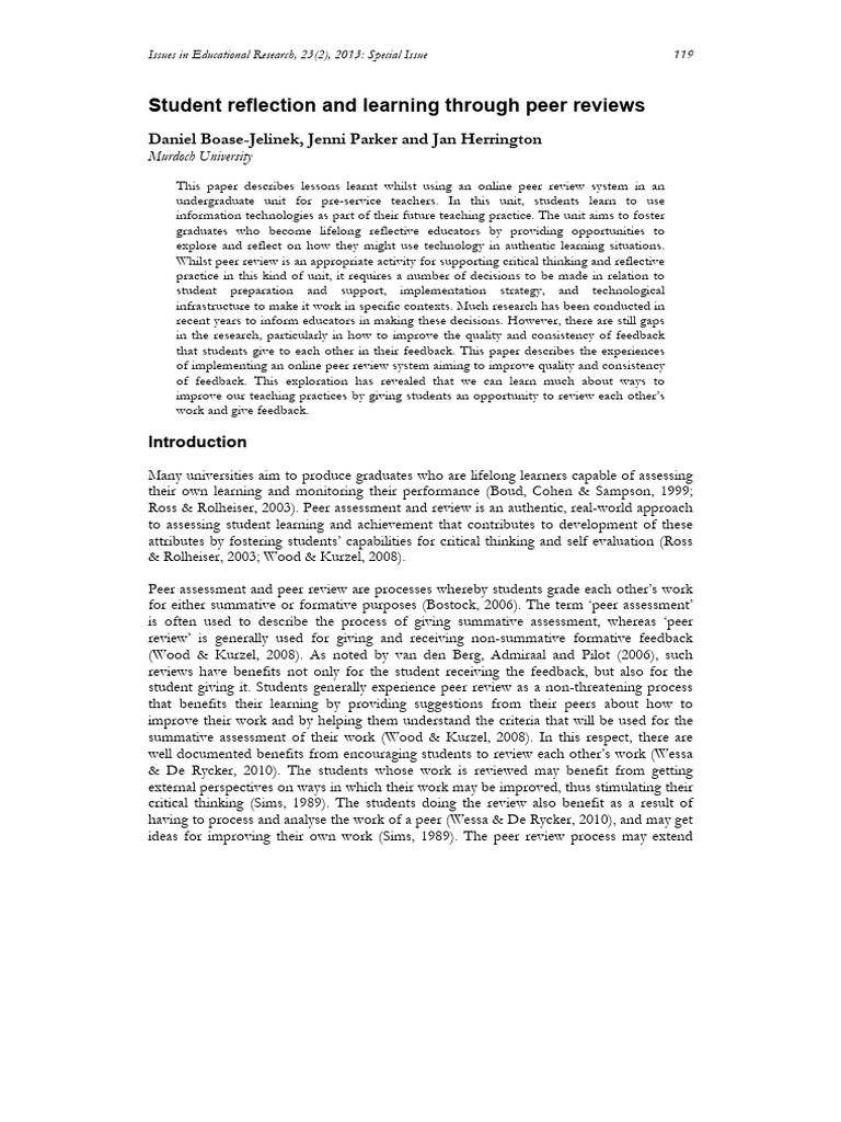 Student Reflection Through Peer Review | PDF | World Wide Web ...