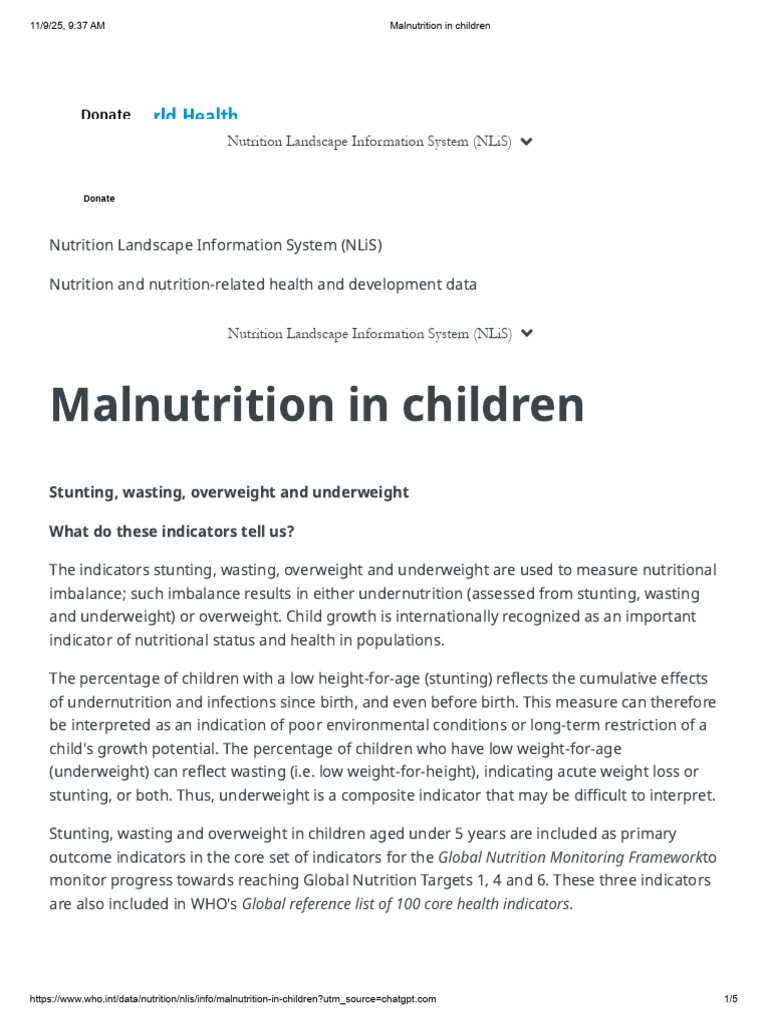 Child Malnutrition Indicators Explained | PDF | Malnutrition | Human ...