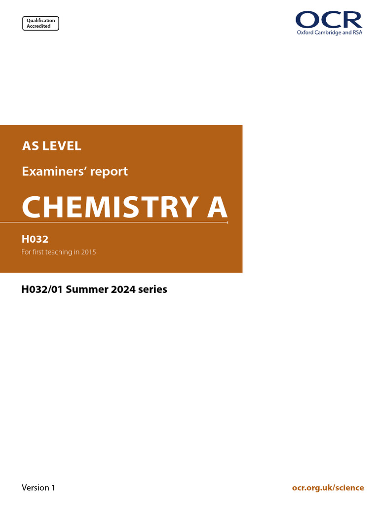 AS Level Chemistry A Exam Report 2024 | PDF | Intermolecular Force ...