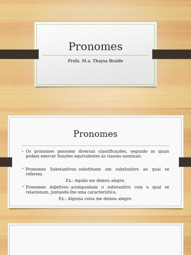 Classificação e Uso dos Pronomes | PDF | Pronome | Assunto (gramática)