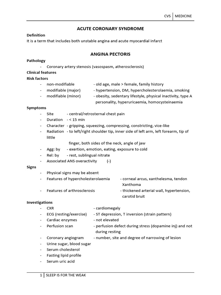 CVS Theory Notes | PDF | Myocardial Infarction | Heart Failure
