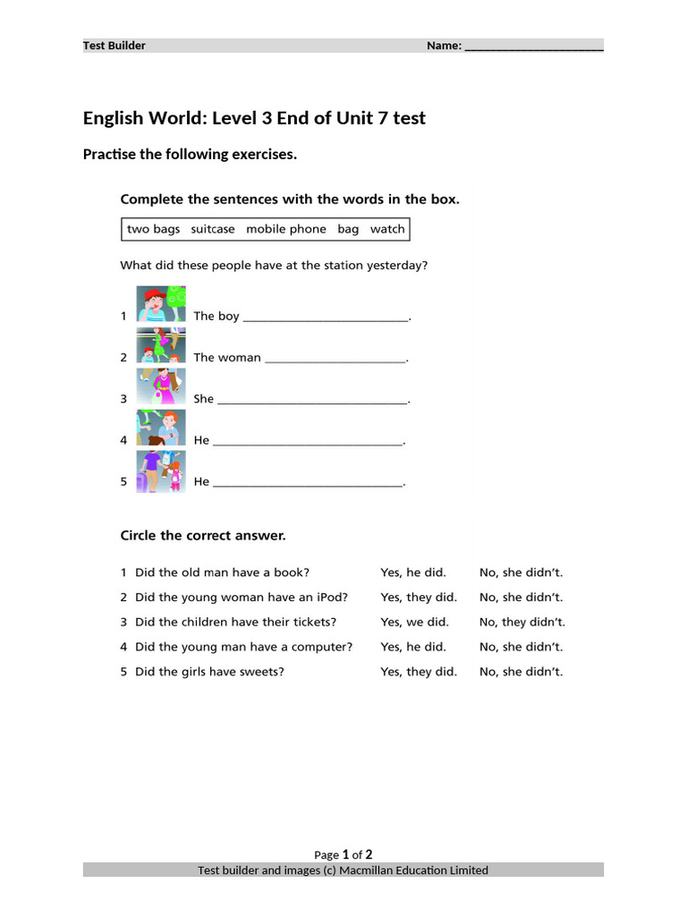 L3 End of Unit 7 Test | PDF