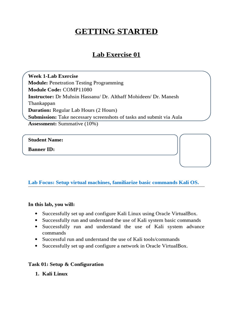 Kali Linux Setup and Command Basics | PDF | Virtual Machine | Computer File
