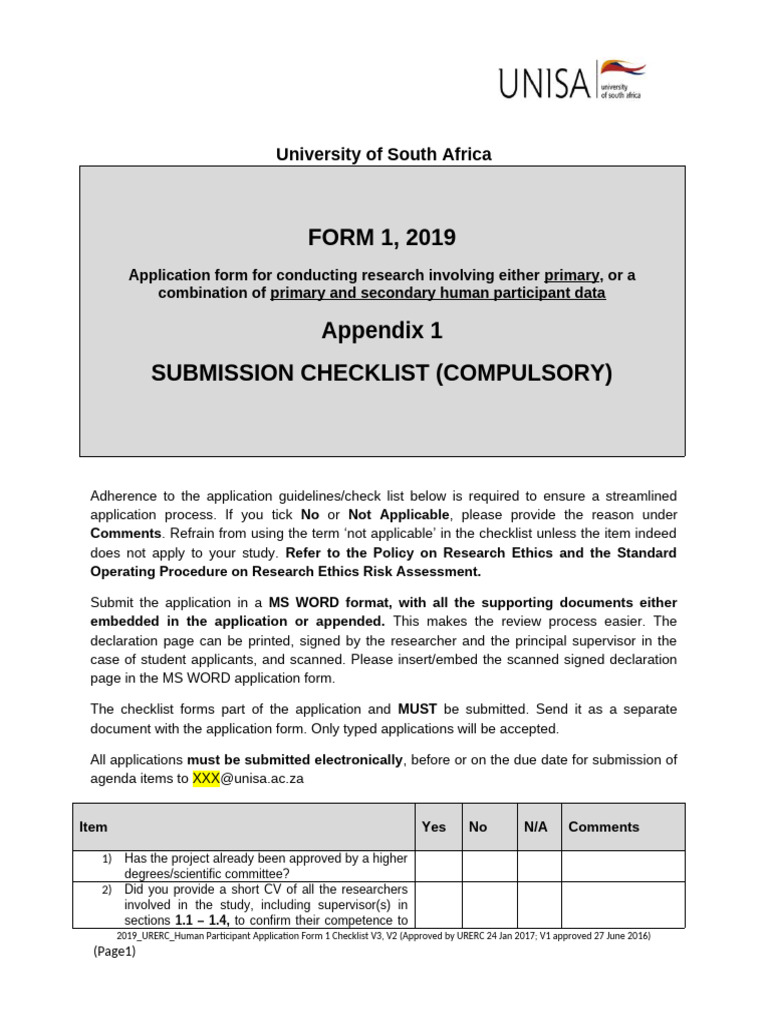 Form 1 Checklist | PDF | Risk