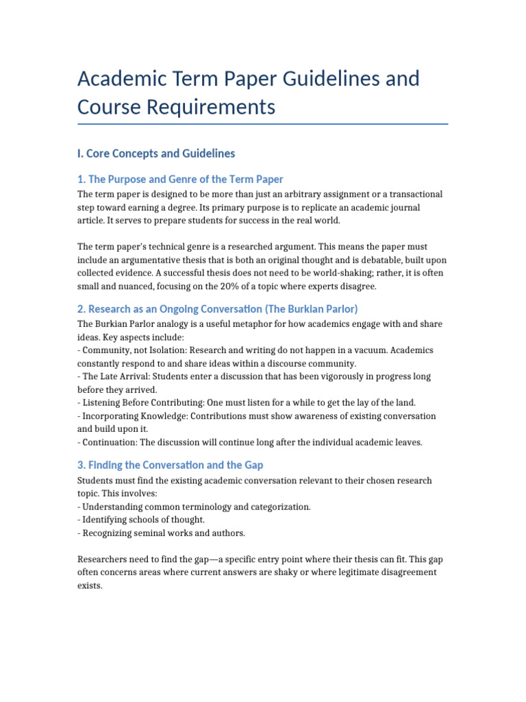 Term Paper Guidelines and Requirements | PDF | Thought | Human ...