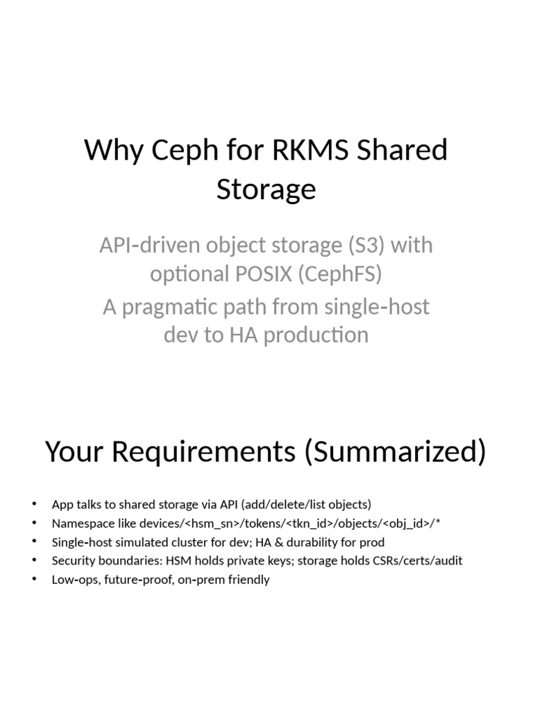 Ceph For RKMS Architecture | PDF | Operating System Technology | Software