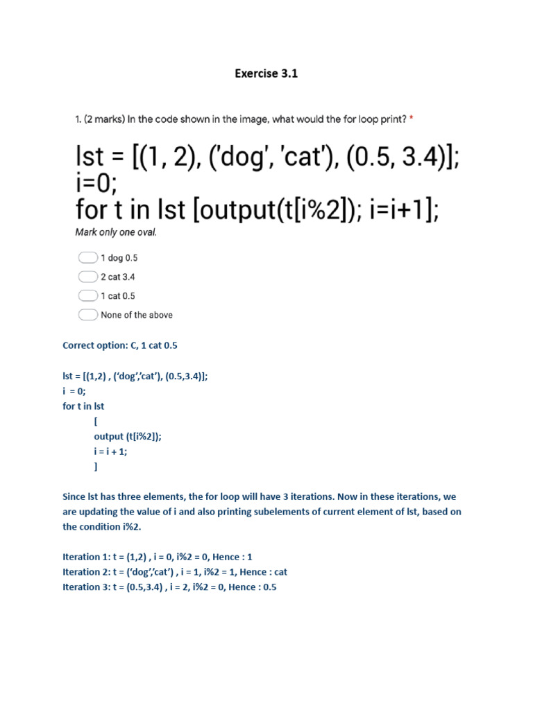 Solution Ex 3.1 | PDF