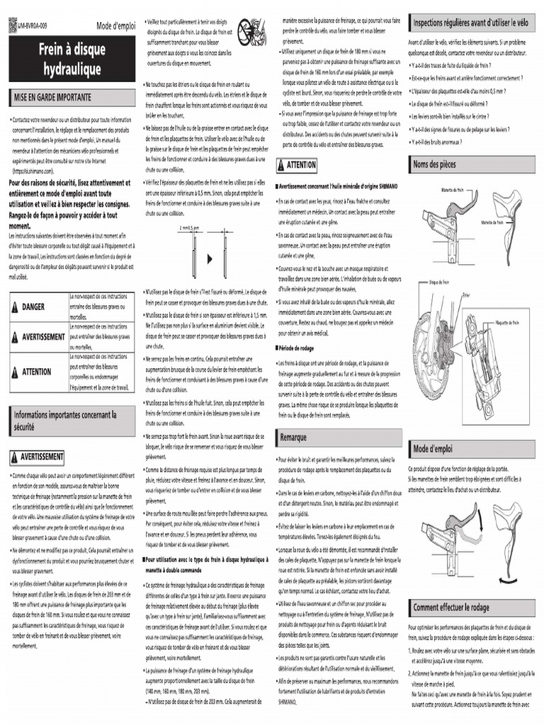 Mode D Emploi Shimano BRMT200 (Français 2 Des Pages) PDF — free download