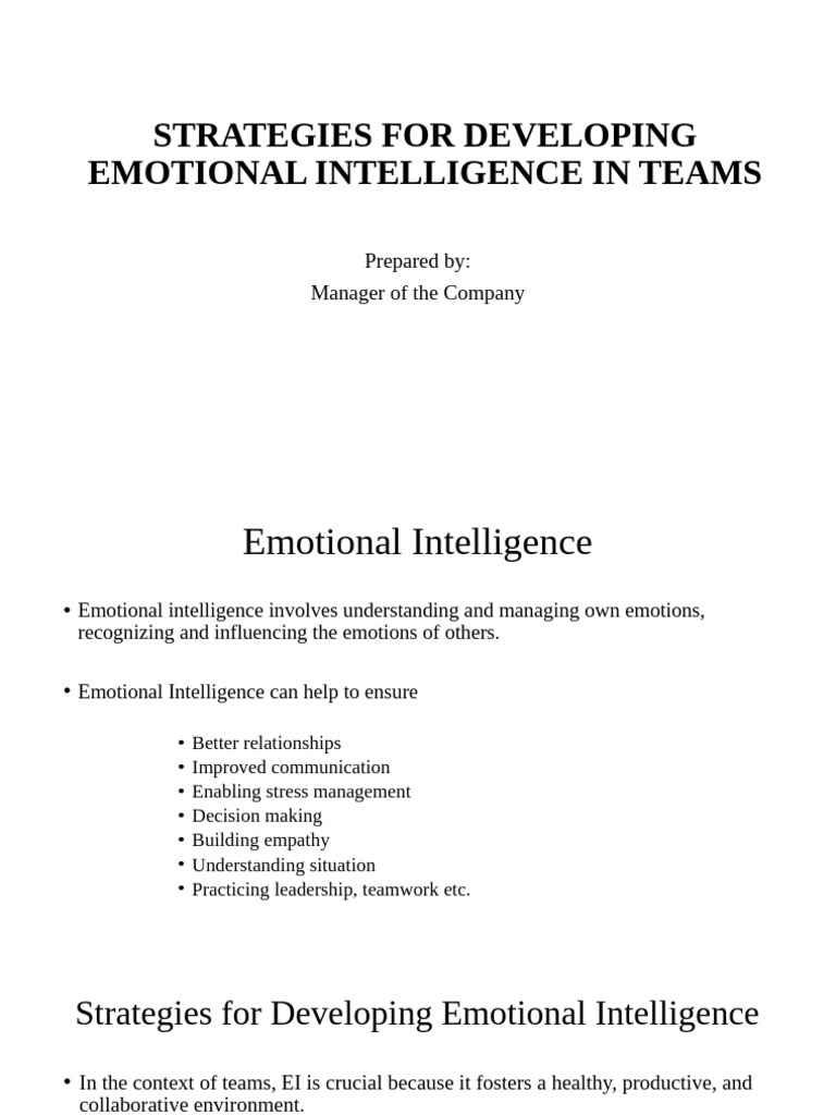 Strategies For Developing Emotional Intelligence in Teams1 | PDF ...