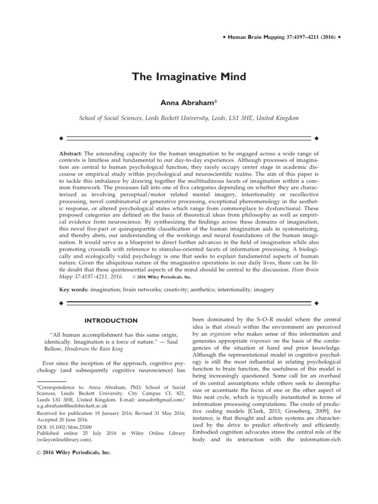 Understanding Human Imagination | PDF | Thought | Imagination