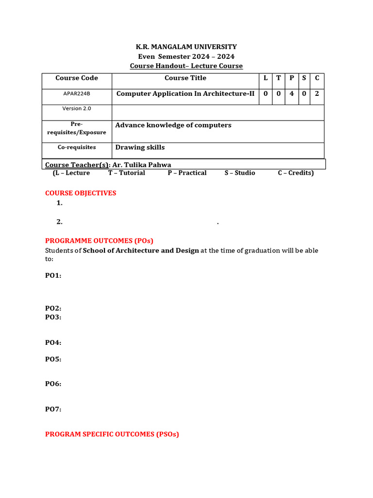 B. Arch Computer Application CHO | PDF | Design | Interdisciplinarity