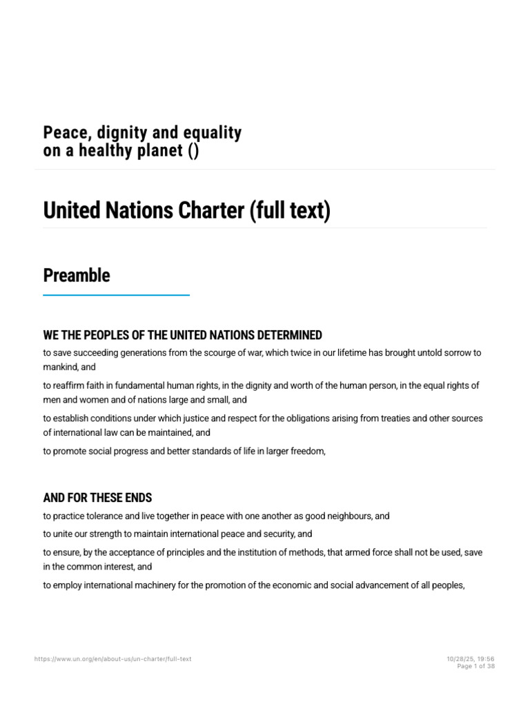 United Nations Charter Overview | PDF | United Nations General Assembly ...