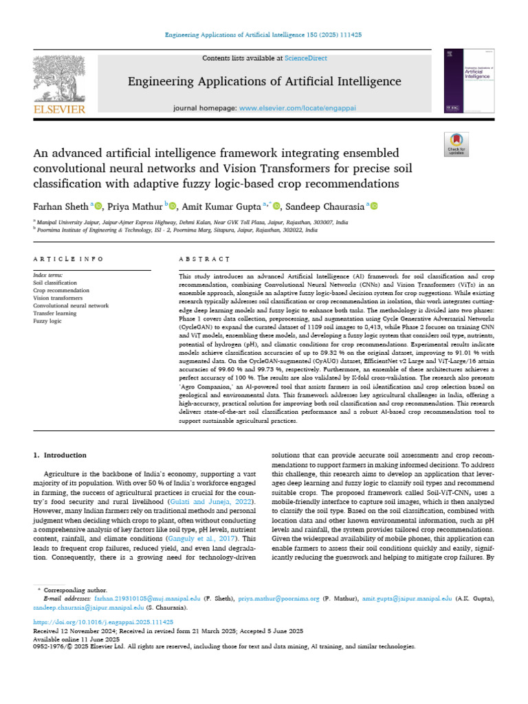 AI Framework for Soil and Crop Analysis | PDF | Deep Learning | Soil