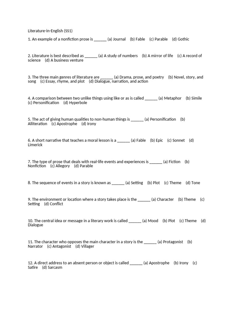 Literature in English: Key Concepts and Terms | PDF | Poetry | Literary ...