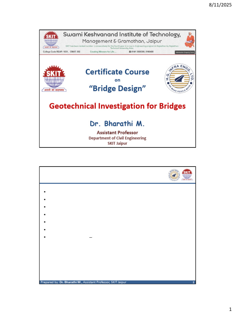 Bridge Design Certificate Course Overview | PDF | Applied And ...