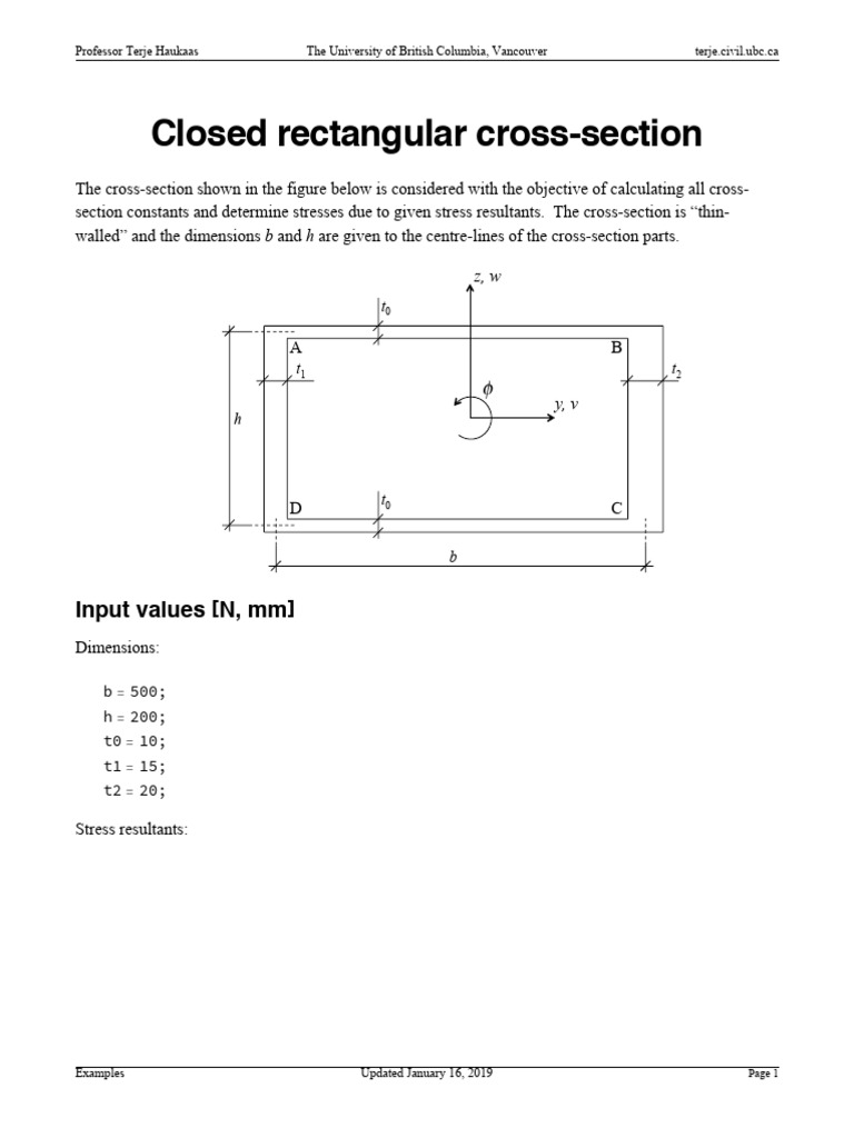 Closed Rectangular Cross Section | PDF | Shear Stress | Stress (Mechanics)