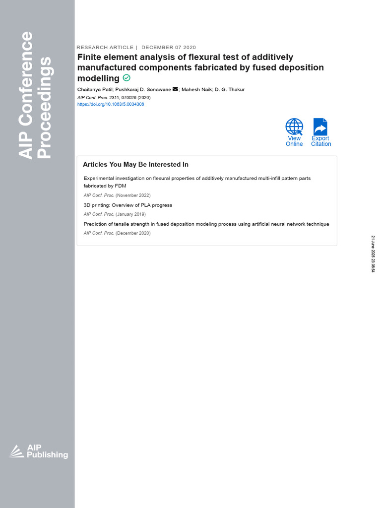 Finite Element Analysis of Flexural Test of Additively Manufactured ...