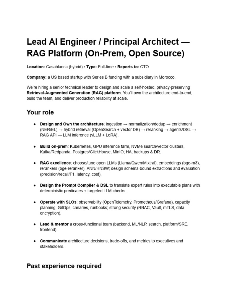 Lead AI Engineer - Principal Architect Job Description | PDF ...