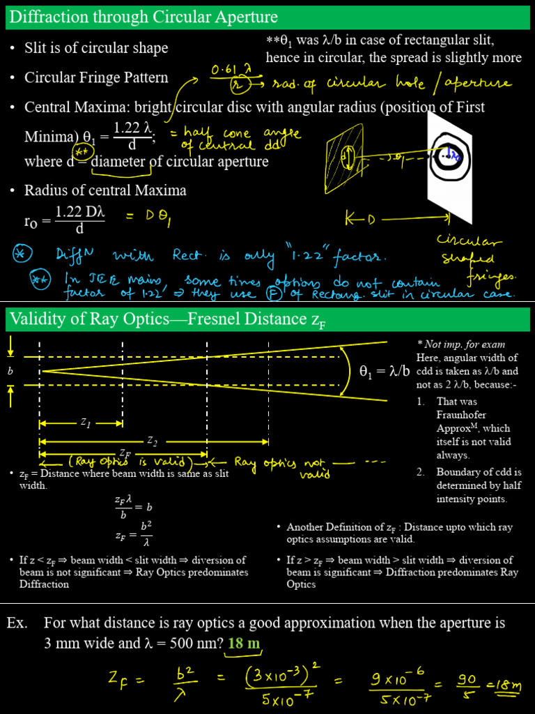 Circular Aperture Diffraction Explained | PDF | Diffraction | Oscillation